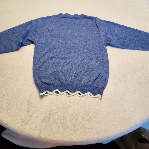 Misslook Blue Scalloped Women's Sweater Size M Clueless Preppy - Picture 2 of 9